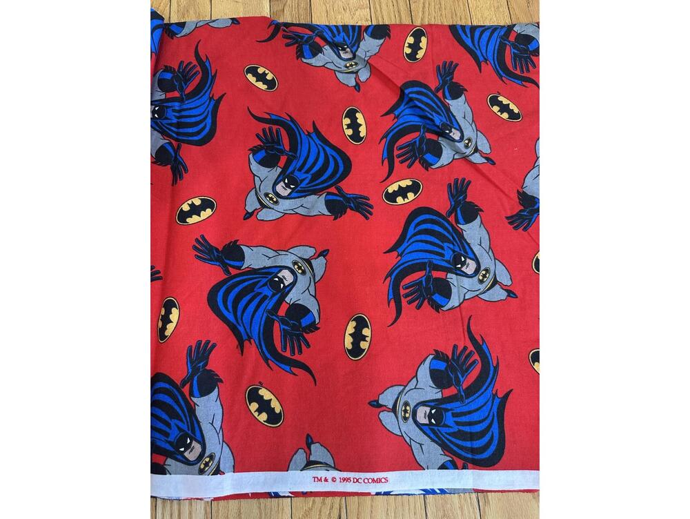 Vintage Batman Flannel Fabric 46x7 Yards DC Comics 1995 Kids Superhero Cotton